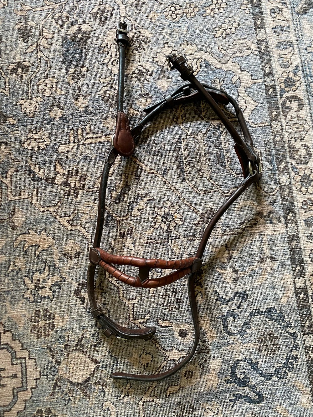 Equiline Brown Leather Horse Bridle with Padded Noseband